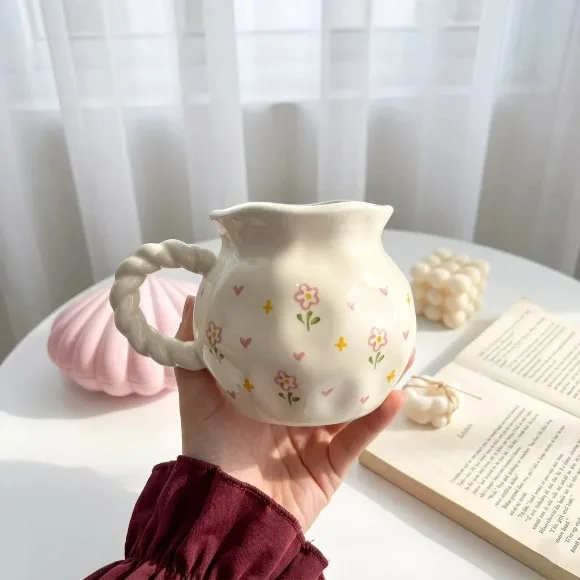 Wavy Fruity Floral Mug - Cute Aesthetic Mug 300 ml - 1 Pcs
