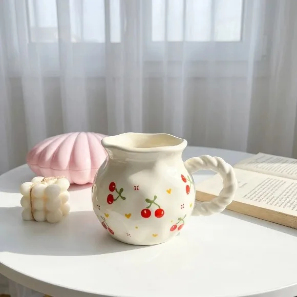 Wavy Fruity Floral Mug - Cute Aesthetic Mug 300 ml - 1 Pcs