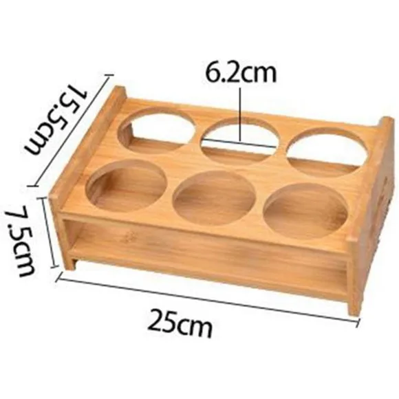 Wood Glass Tray Holder Drink Cup Storage Holder Serving Tray - 6 Hole