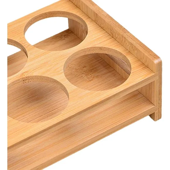 Wood Glass Tray Holder Drink Cup Storage Holder Serving Tray - 6 Hole