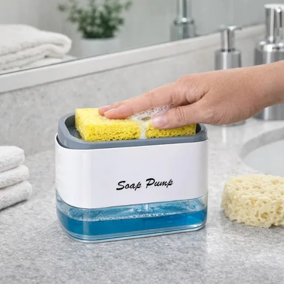 2-in-1 Soap Pump Dispenser with Sponge
