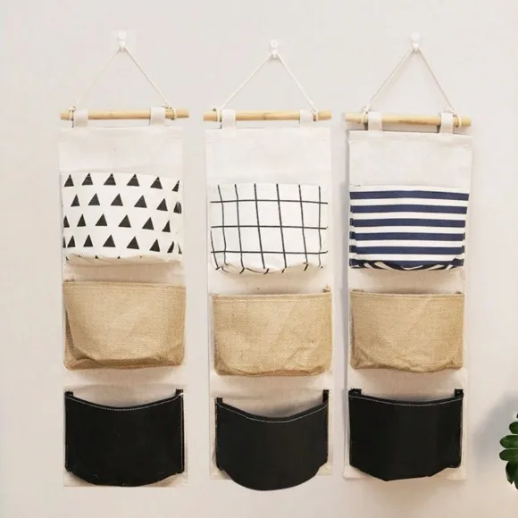 3-Pocket Hanging Storage Bag Over-The-Door Organizer