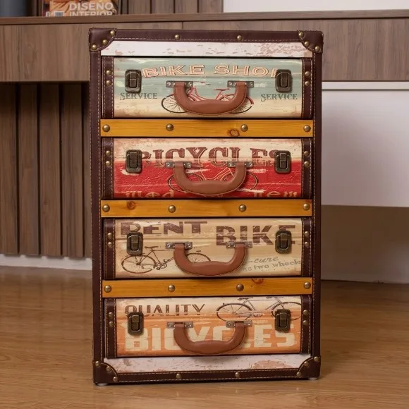 4 Compartments Suitcase Look Retro Suitcase Shelf