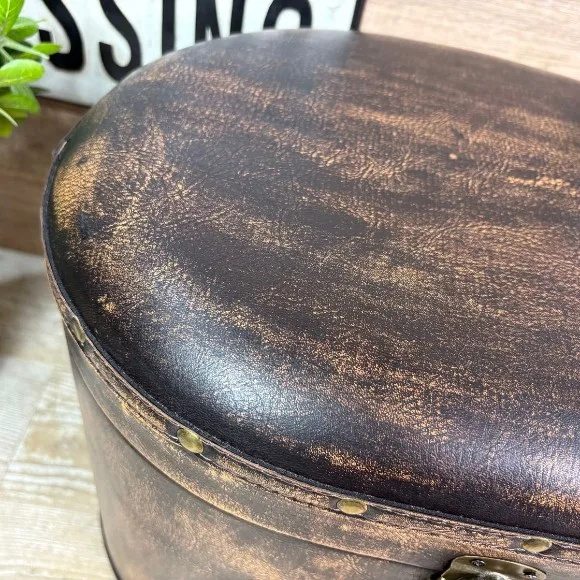 Antique Style Ottoman Storage Stool Leather Storage Chair