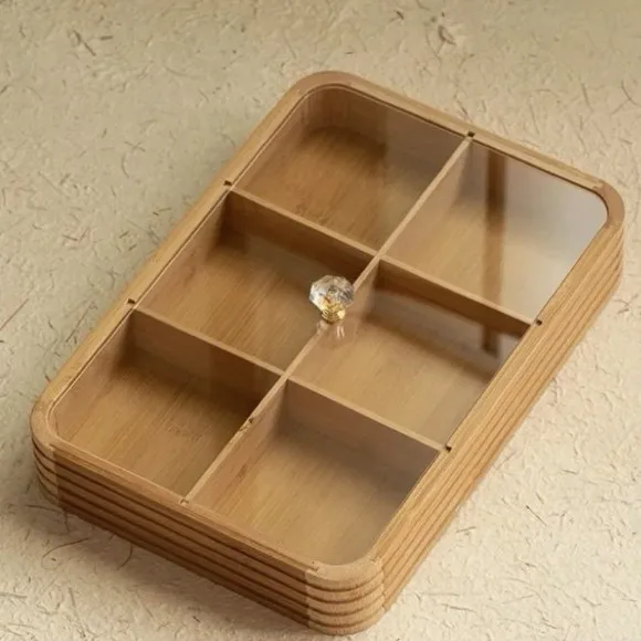 Bamboo Living Room Luxury Six-Compartment Fruit Tray