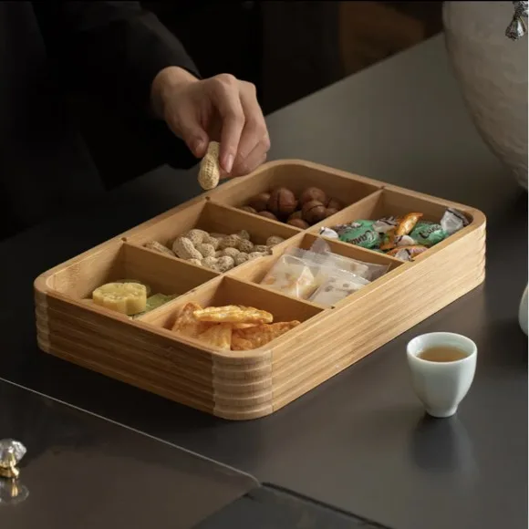 Bamboo Living Room Luxury Six-Compartment Fruit Tray