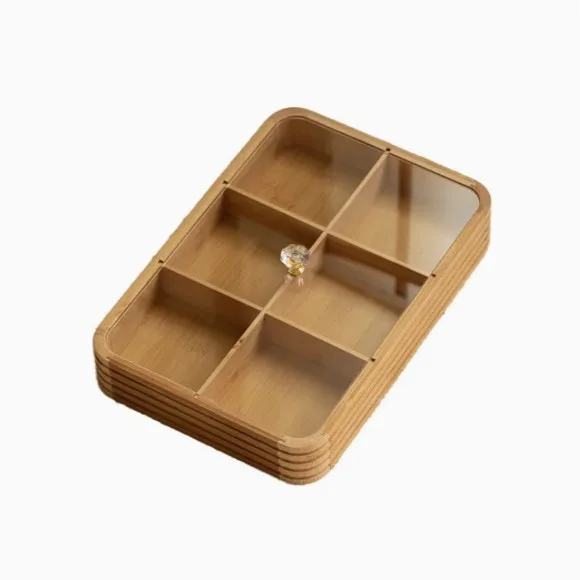 Bamboo Living Room Luxury Six-Compartment Fruit Tray