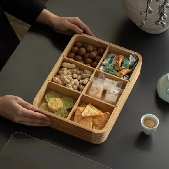 Bamboo Living Room Luxury Six-Compartment Fruit Tray