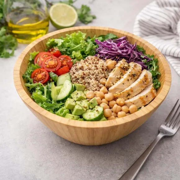 Bamboo Serving Bowl Lightweight Natural Wood for Salad Fruit Nuts & Appetizers 
