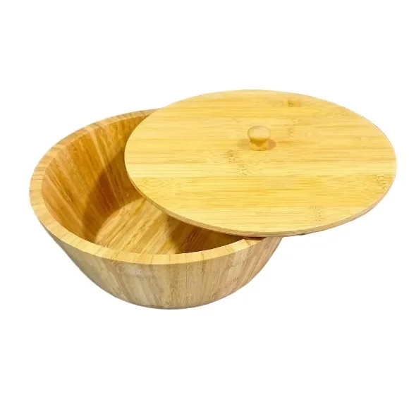 Natural Bamboo Serving & Storage Bowls with Lids