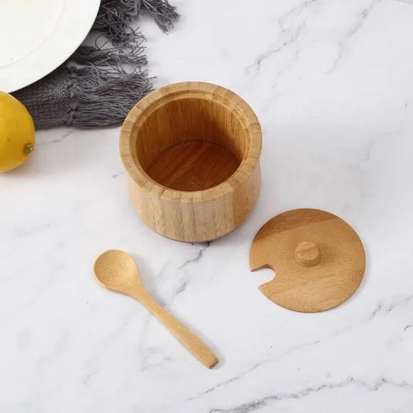 Bamboo Sugar & Spice Jars Kitchen Spice Storage Jars