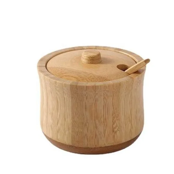 Bamboo Sugar & Spice Jars Kitchen Spice Storage Jars