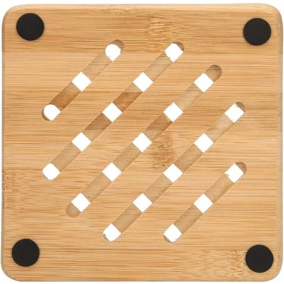 Bamboo Wood Trivet Non-Slip Heat Resistant Hot Pot Holder Large