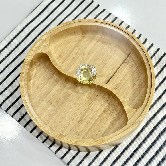 Bamboo Wooden Snack Serving Tray Dry Fruit Plate 4 Compartment