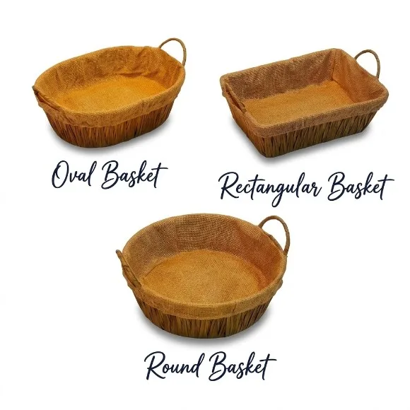 Rustic Handcrafted Tabletop Basket Set with Jute Lining with Febric Cover