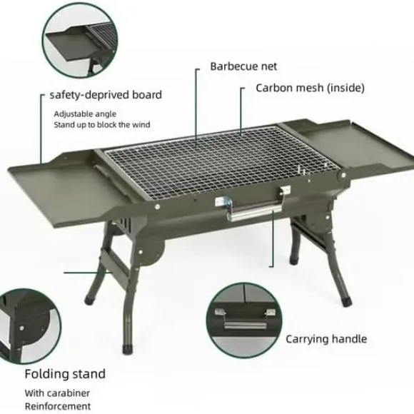 BBQ Grill, Portable Folding Outdoor Grill, Charcoal Camping Grill