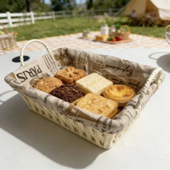 Classic Style Bread Serve Basket with Cloth