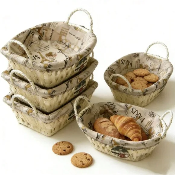 Classic Style Bread Serve Basket with Cloth