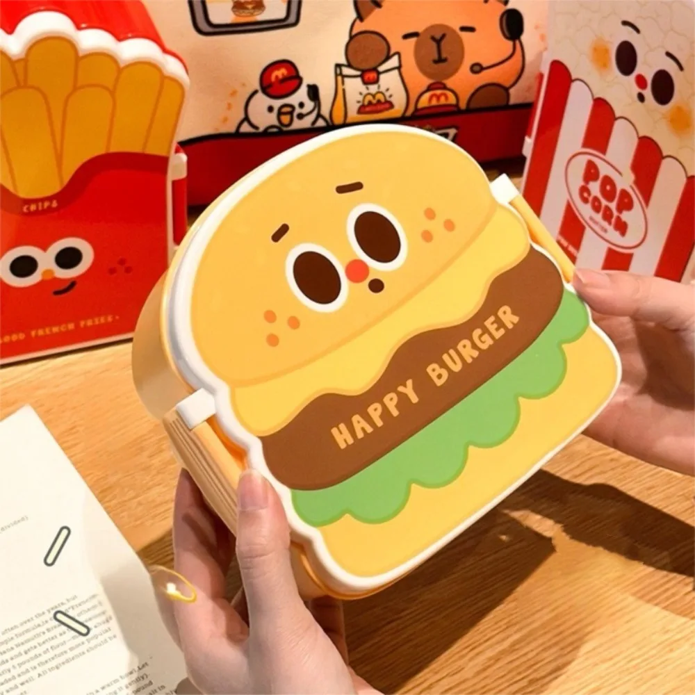 Hamburger Bento Box Leakproof Fork Spoon Lunch Box
