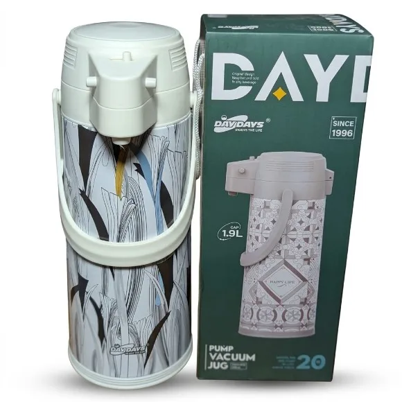 Daydays Stainless Steel Airpot Thermos Vacuum Insulated Pump Flask with Glass Liner 1.9 Liter