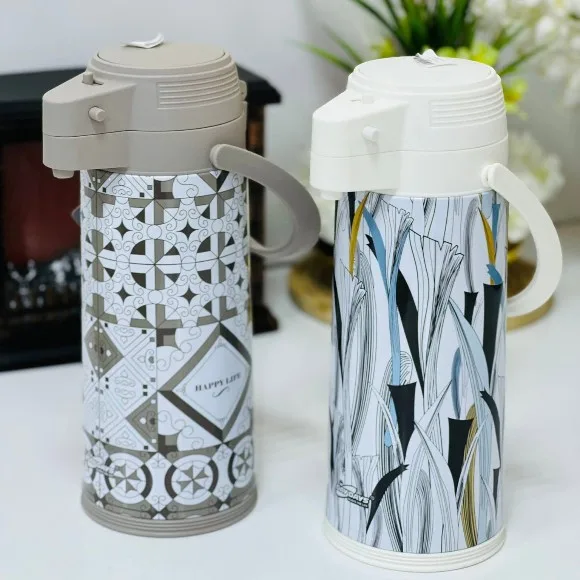Daydays Stainless Steel Airpot Thermos Vacuum Insulated Pump Flask with Glass Liner 1.9 Liter