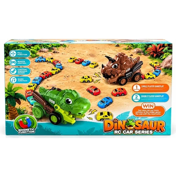 Dinosaur Remote Control Car Series with Remote Control, Music Function & Magnetic Snake Game, 6 Years+