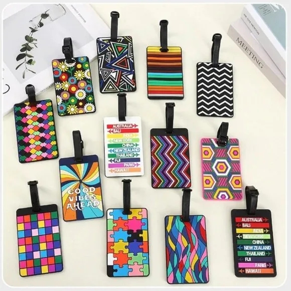 Geometric Patterns Name Luggage Tags Baggages Tag with Buckle Luggage Tags