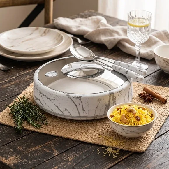 Golden Fire Premium 5-Liter White Marble Insulated Thermal Hotpot Oval / Casserole (Made in Taiwan) 335W/S