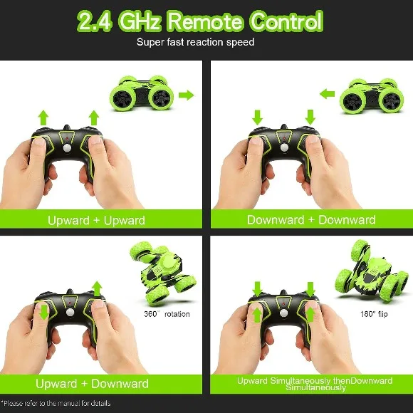 (Green) - RC Car Remote Control Stunt Car,