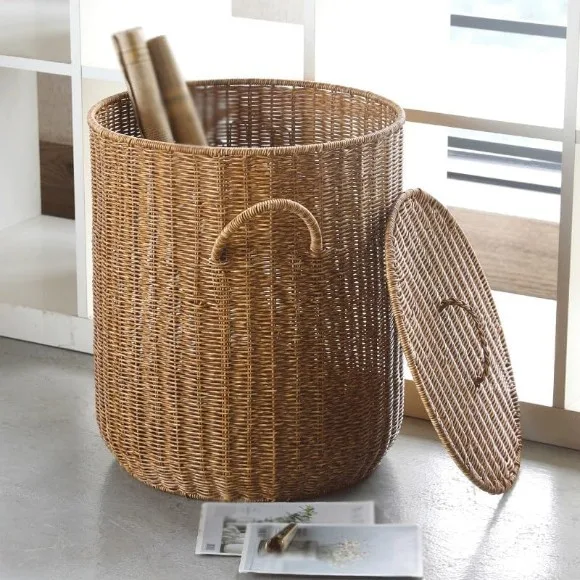 Hand-woven Rattan Storage Basket Laundry Basket