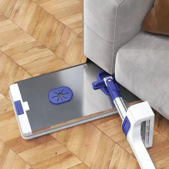 Hands-free Squeeze Flat Mop with Silicone Fold Bucket