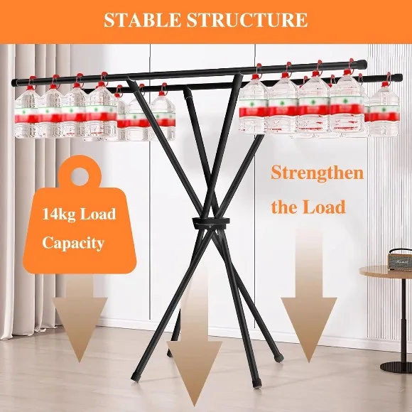 Heavy-Duty X-Shaped Folding Double Pole Clothes Drying Rack