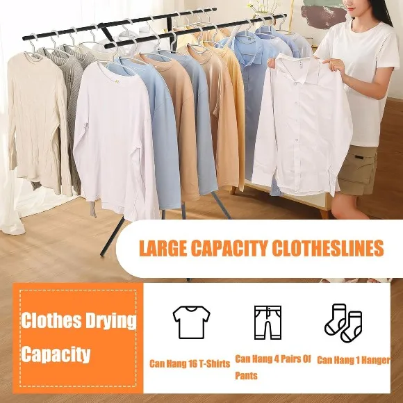 Heavy-Duty X-Shaped Folding Double Pole Clothes Drying Rack