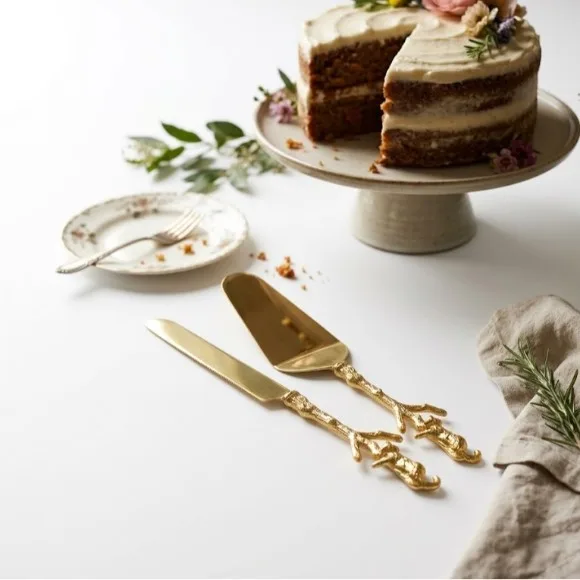 Luxury Gold Cake Server and Knife Set