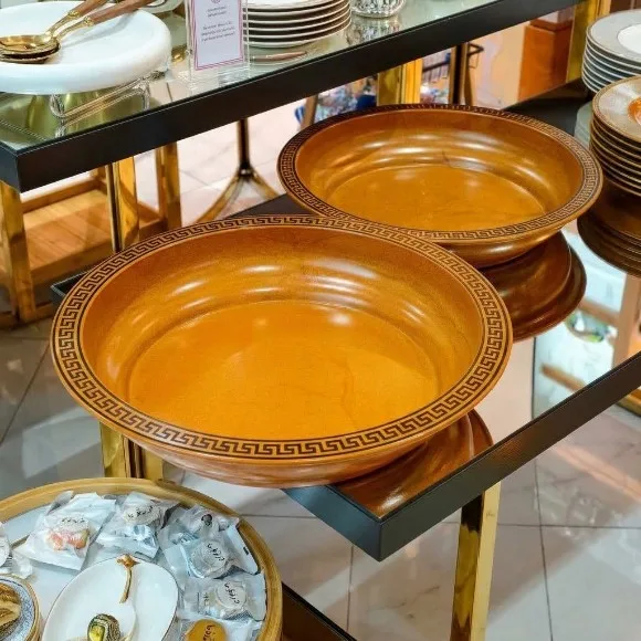 Classic Greek Key Motif Serving Bowls with Lids Melamine Serving Bowl