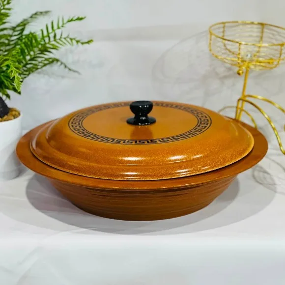 Classic Greek Key Motif Serving Bowls with Lids Melamine Serving Bowl