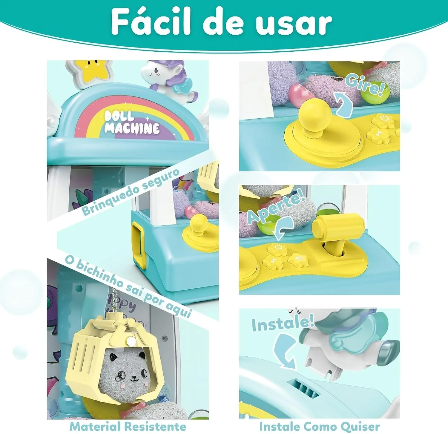Mini Grabbing Machine for Stuffed Animals, Toy with Sound and Light, Claw