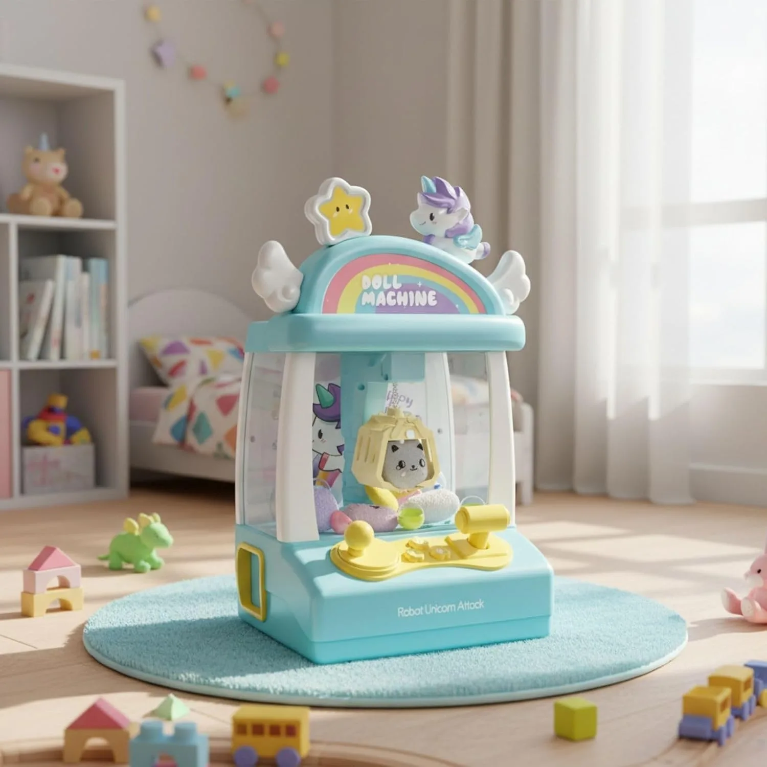 Mini Grabbing Machine for Stuffed Animals, Toy with Sound and Light, Claw