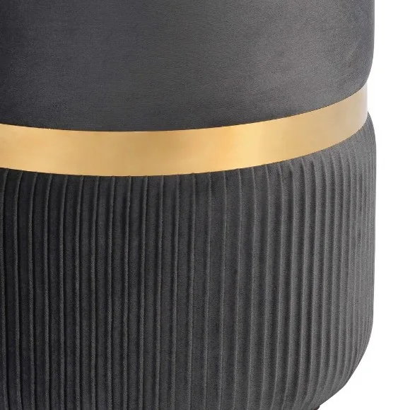 Modern Velvet Round Ottoman with Storage Easy To Assemble