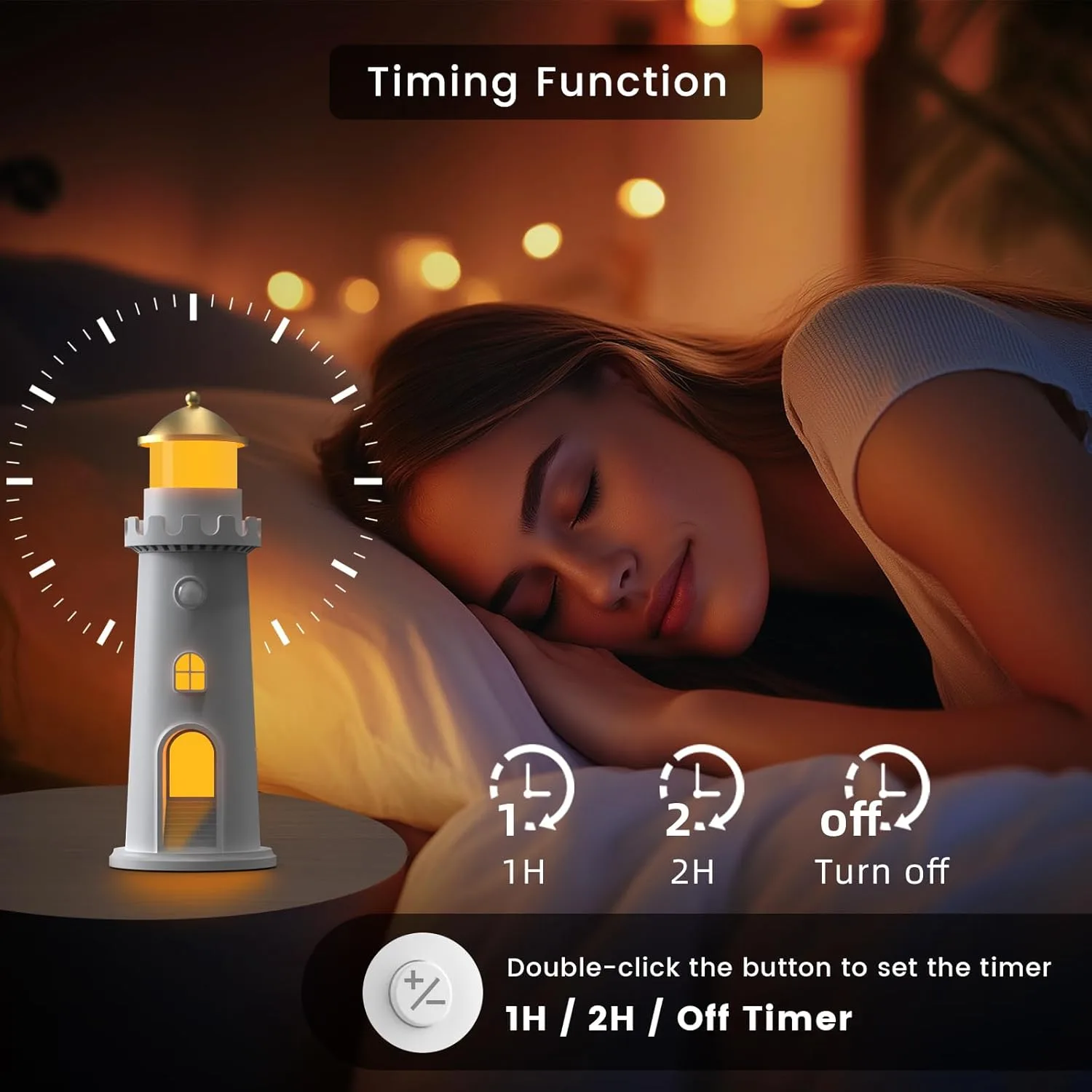 Moonlight Projection Lamp LED Night Lamp Lighthouse Motion Sensor Moon Lamp