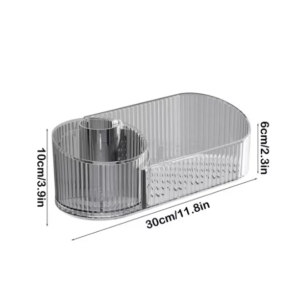 Rotating Makeup Organizer Cosmetic Storage Tray With Compartment