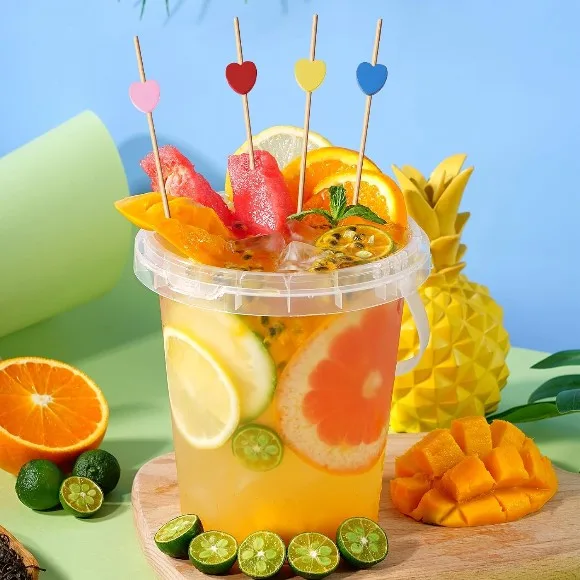 Smiley Shape Bamboo Cocktail Picks Food Sticks Toothpicks Fruit 12 Pieces