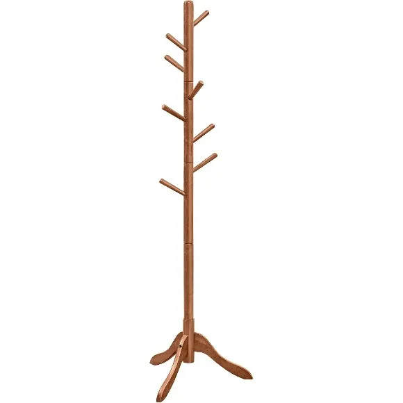 Solid Wood Coat Rack, Free Standing Tree-Shaped Coat Rack with 8 Hook