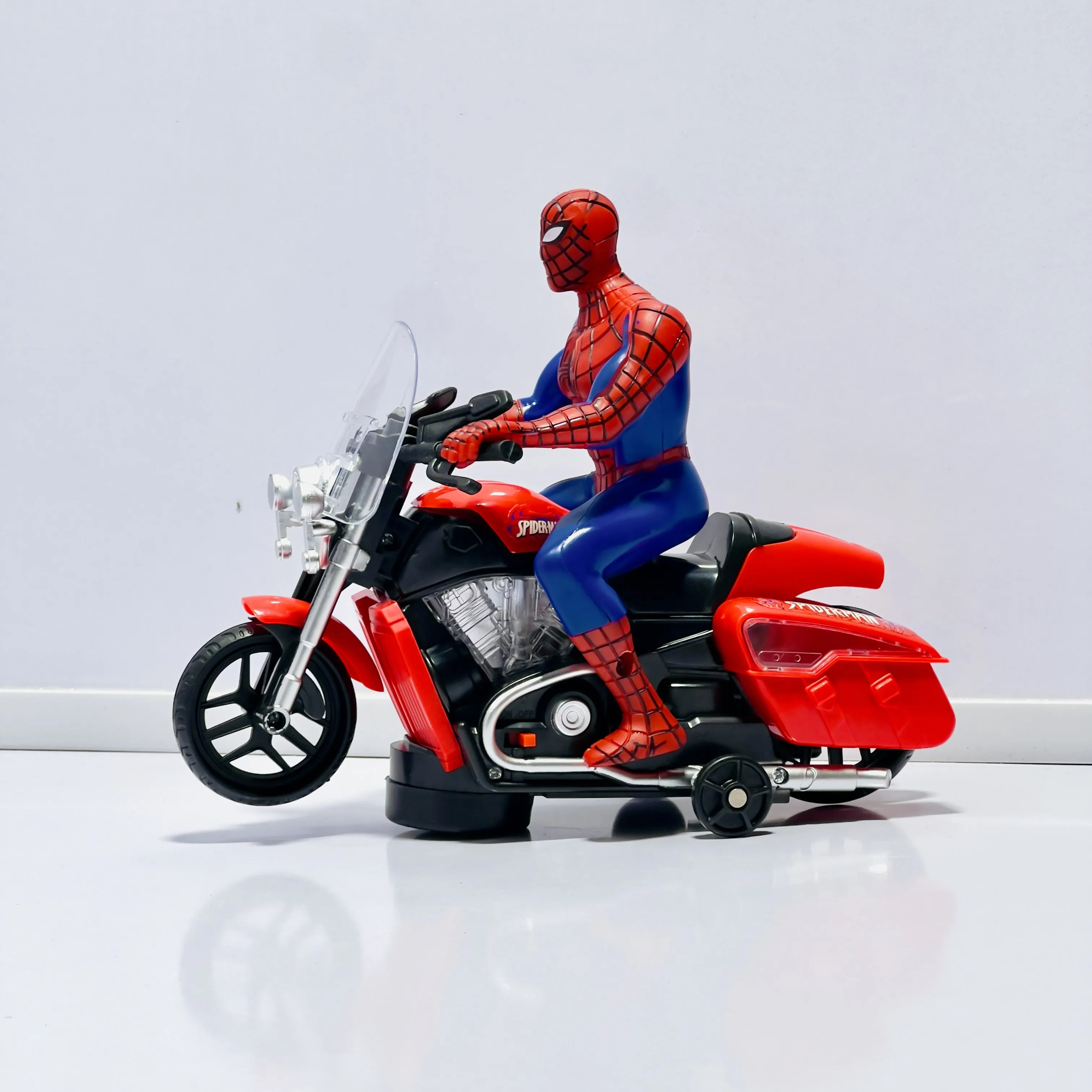 Spider-Man Battery Operated Bike Toy with Flashing Lights & Music – Bump & Go Motorcycle for Kids