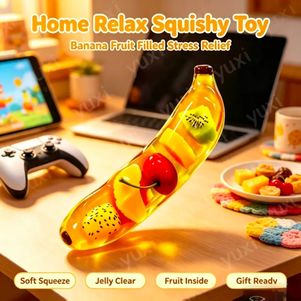 Transparent Banana Squeeze Toy Slowly Rising Toy Finger Toy