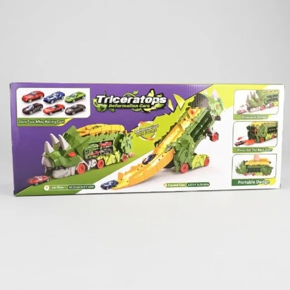 Triceratops Deformation Dino Track with Alloy Cars