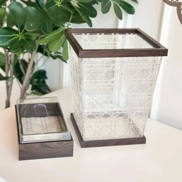 Wood Fancy Dustbin & Tissue Box Holder