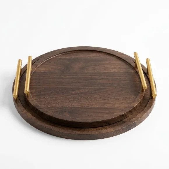 Modern Elegance 2-Piece Oval Wooden MDF Serving Tray Set