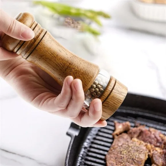 Wooden Pepper Mill Adjustable Ceramic Rotor Manual Pepper Grinder