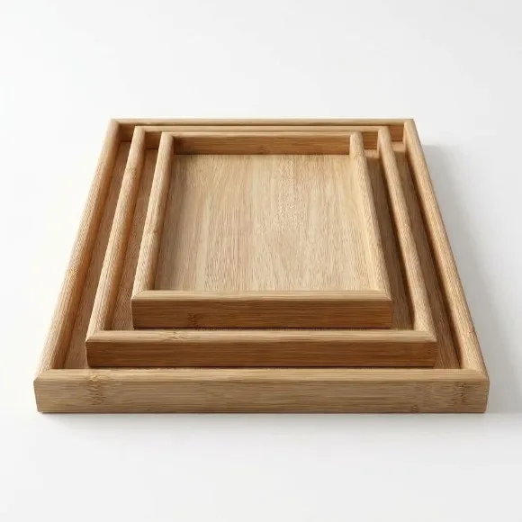 Wooden Serving Tray Set – 3 Piece